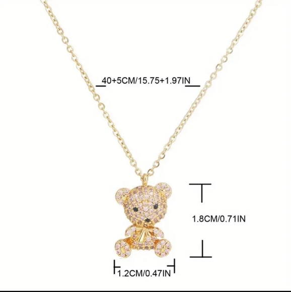 24k gold diamond bear necklace - Picture 3 of 4